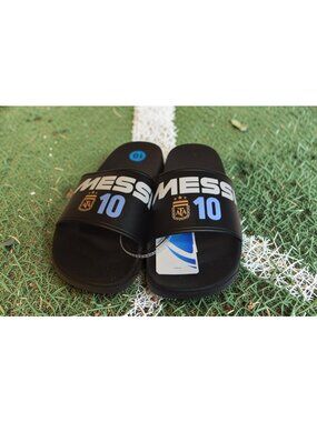 Official AFA Argentina Lionel Messi #10 Slides Sandals Size 10 Black NWOT